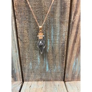 Shungite sand on rose gold stainless steel 24” wavy chain